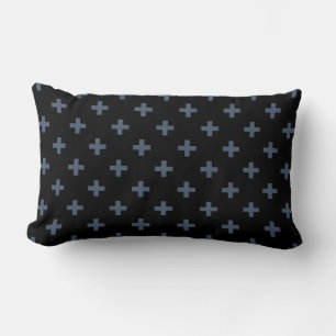 Blaugraue Polka-Kreuze auf schwarz Lendenkissen