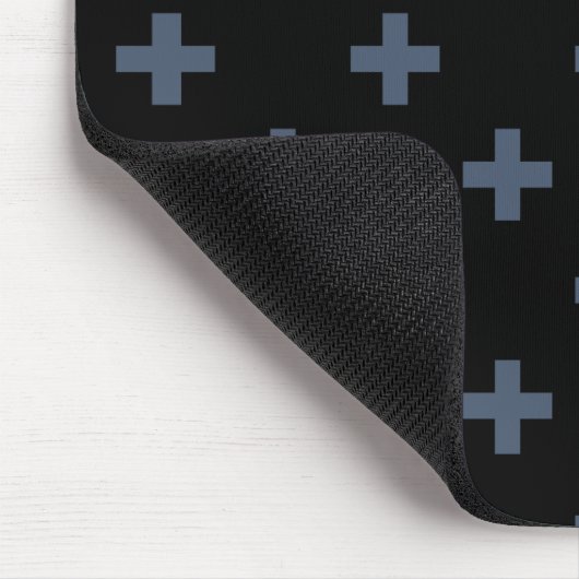 Blaugraue Polka-Kreuze auf schwarz Mousepad (Ecke)