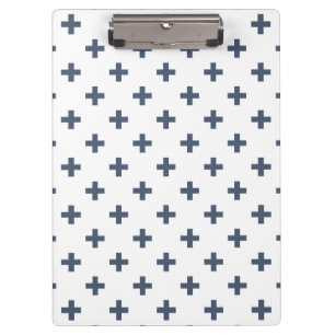 Blaugraue Polka-Kreuze auf weiß Klemmbrett
