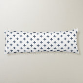 Blaugraue Polka-Kreuze auf weiß Seitenschläferkissen (Rückseite)