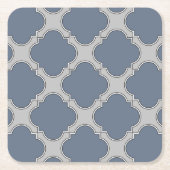 Blaugraue Quarrefolie Rechteckiger Pappuntersetzer (Vorderseite)