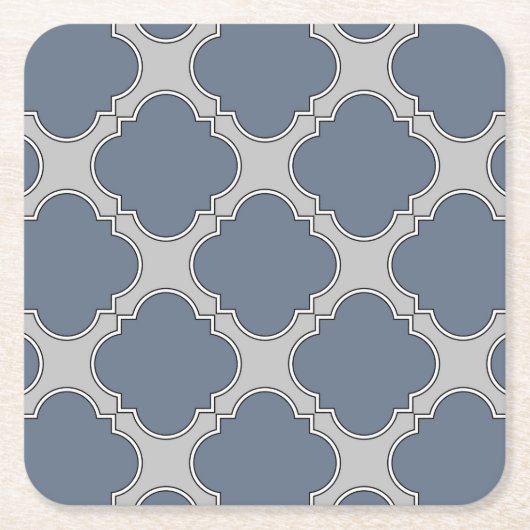 Blaugraue Quarrefolie Rechteckiger Pappuntersetzer (Vorderseite)