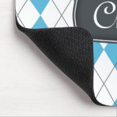 Blaugraue Raute mit Name Mousepad (Ecke)