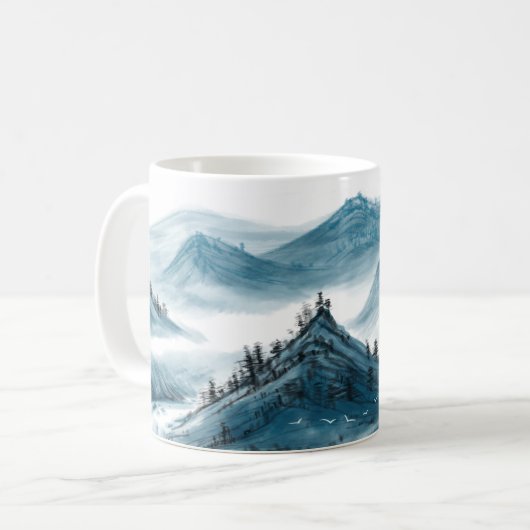 Blaugraue Rolling Mountains Cloud Nature Landscape Kaffeetasse (Vorderseite Links)