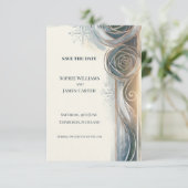 Blaugraue Rose Save The Date Karte (Stehend Vorderseite)