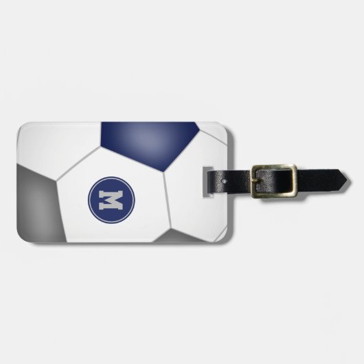 Blaugraue Schulmannschaft färbt Fußballtasche Gepäckanhänger (Vorderseite horizontal)