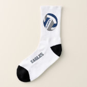 Blaugraue Schulmannschaft Geist Mädchen Volleyball Socken (Links - Außen)