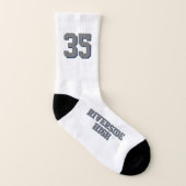 Blaugraue Schulmannschaft Geist Mädchen Volleyball Socken (Links - Innen)