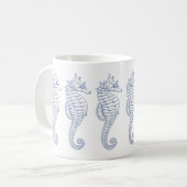 Blaugraue Seepferde Zeichnend Kaffeetasse (Vorderseite Links)