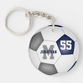 Blaugraue Spielernummer Fußball-Tasche Schlüsselanhänger