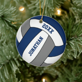 Blaugraue Sportmannschaft färbt Jungen Volleyball Keramik Ornament