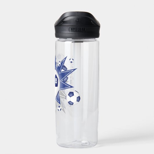 Blaugraue Sportstube Dekoration Fußball Blowout Trinkflasche (Rückseite)