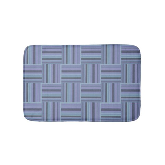 Blaugraue Streifen Badematte (Vorderseite)