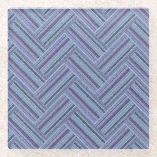 Blaugraue Streifen Glasuntersetzer (Vorderseite)