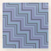 Blaugraue Streifen Glasuntersetzer (Vorderseite)