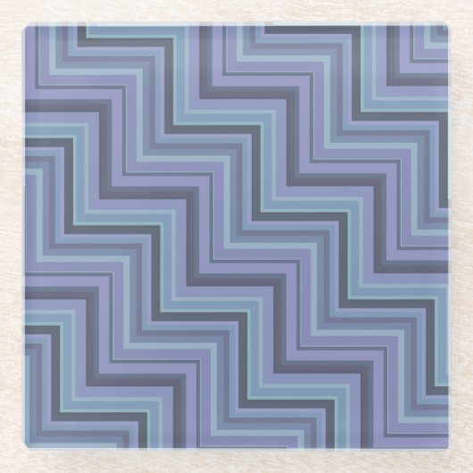 Blaugraue Streifen Glasuntersetzer (Vorderseite)