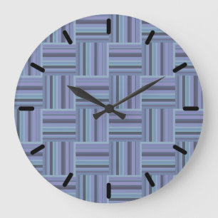 Blaugraue Streifen Große Wanduhr