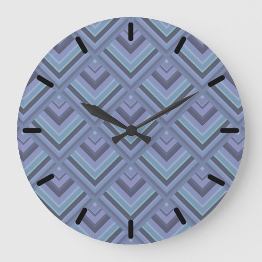 Blaugraue Streifen Große Wanduhr (Vorderseite)