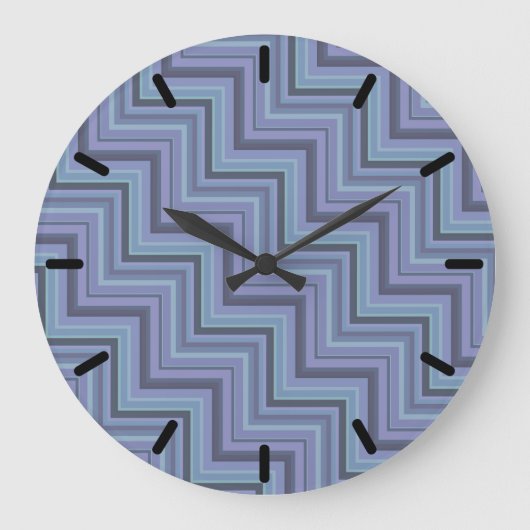 Blaugraue Streifen Große Wanduhr (Vorderseite)