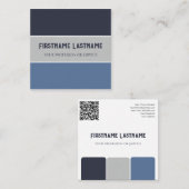Blaugraue Streifen harmonische Farbpalette QR-Code Quadratische Visitenkarte (Vorne/Hinten)