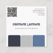 Blaugraue Streifen harmonische Farbpalette QR-Code Quadratische Visitenkarte (Rückseite)
