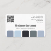 Blaugraue Streifen harmonische Farbpalette QR-Code Visitenkarte (Rückseite)