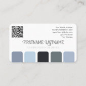 Blaugraue Streifen harmonische Farbpalette QR-Code Visitenkarte (Rückseite)