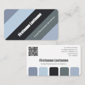 Blaugraue Streifen harmonische Farbpalette QR-Code Visitenkarte (Vorne/Hinten)