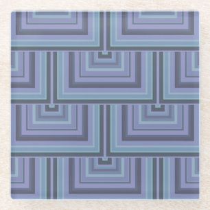 Blaugraue Streifen quadratischer Waage Glasuntersetzer