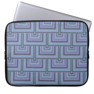 Blaugraue Streifen quadratischer Waage Laptopschutzhülle