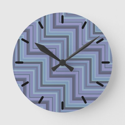 Blaugraue Streifen Runde Wanduhr (Vorderseite)