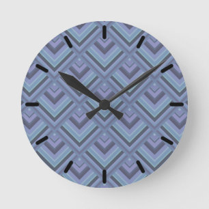 Blaugraue Streifen Runde Wanduhr