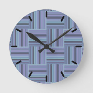 Blaugraue Streifen Runde Wanduhr