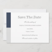 Blaugraue Streifen Save the Date Einladung (Vorderseite)