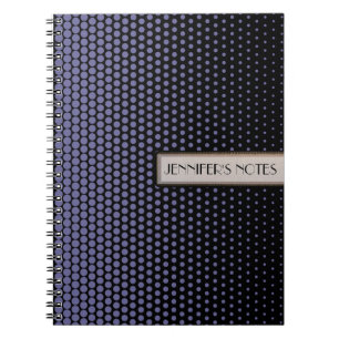 Blaugraue Techno-Punkte Elegantes Schwarz Notizblock