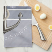 Blaugraue Tri-Toned Pinstriped Anchor Geschirrtuch (Viertel Falte)