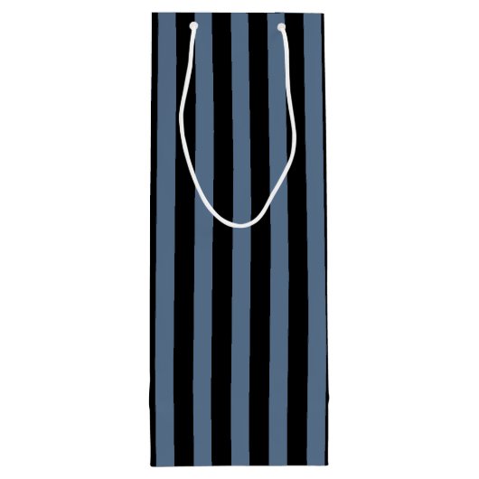 Blaugraue und schwarze Streifen Geschenktüte Für Weinflaschen (Rückseite)
