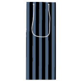 Blaugraue und schwarze Streifen Geschenktüte Für Weinflaschen (Vorderseite)