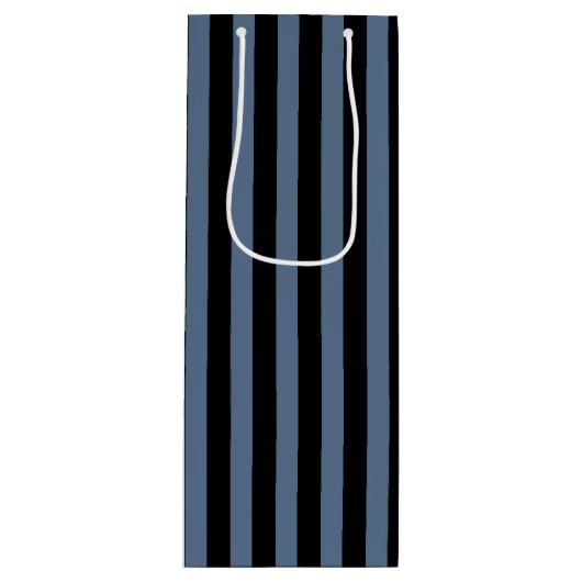 Blaugraue und schwarze Streifen Geschenktüte Für Weinflaschen (Vorderseite)