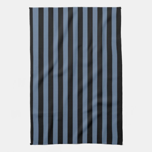 Blaugraue und schwarze Streifen Geschirrtuch (Vertikal)