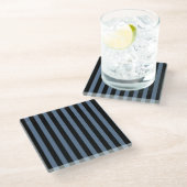 Blaugraue und schwarze Streifen Glasuntersetzer (Schrägansicht)