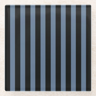 Blaugraue und schwarze Streifen Glasuntersetzer