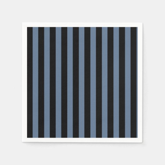 Blaugraue und schwarze Streifen Serviette (Vorderseite)