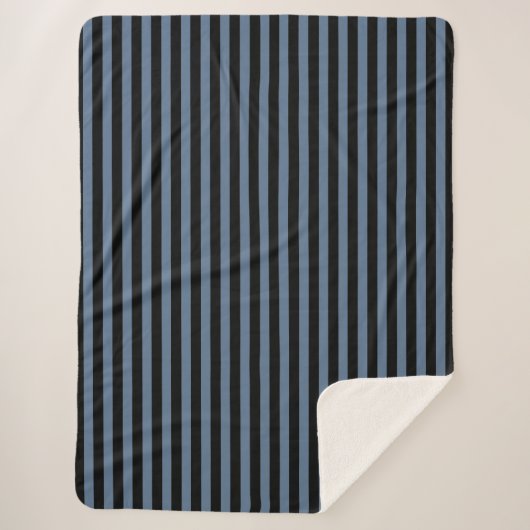 Blaugraue und schwarze Streifen Sherpadecke (Vorderseite)