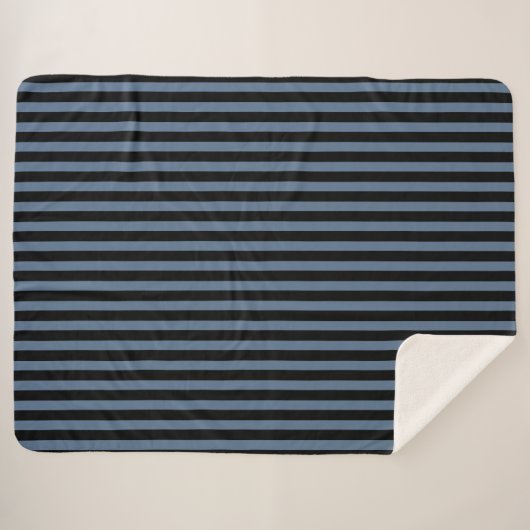 Blaugraue und schwarze Streifen Sherpadecke (Vorderseite (Horizontal))