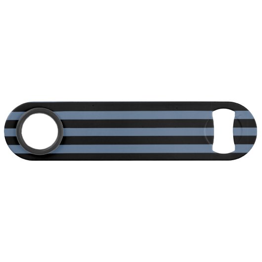 Blaugraue und schwarze Streifen Speed Flaschenöffner (Rückseite Horizontal)