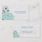 Blaugraue und weiße Blumenmuster Visitenkarte (Vorne/Hinten)