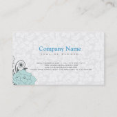Blaugraue und weiße Blumenmuster Visitenkarte (Rückseite)