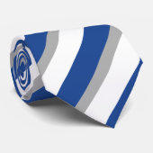 Blaugraue und weiße, diagonal gestreifte Krawatte (Gerollt)