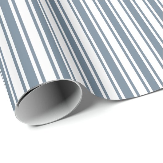 Blaugraue und weiße Streifen Geschenkpapier (Rolleneckpunkt)